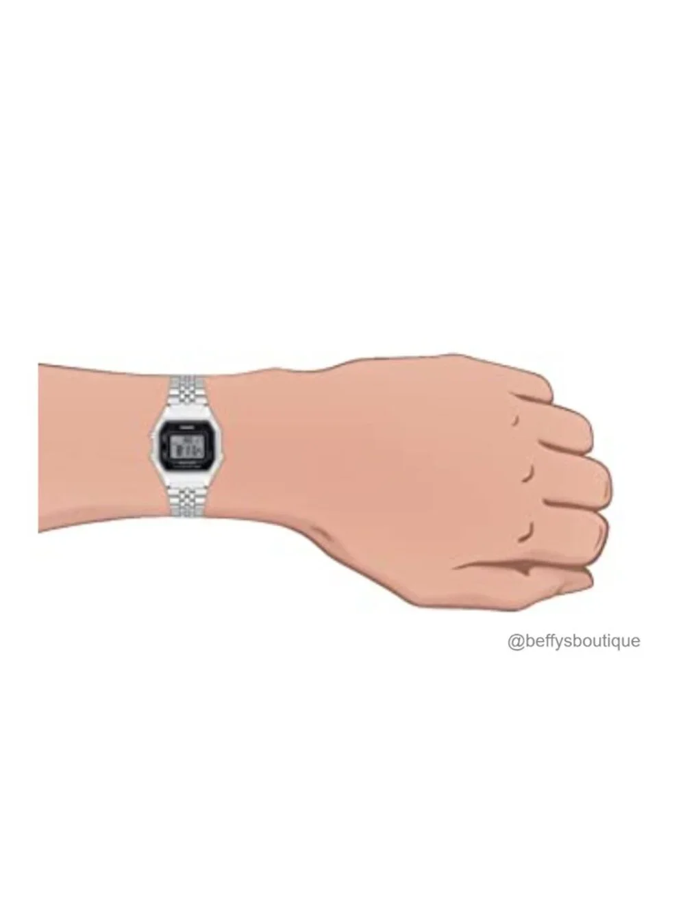Women's Retro Digital Watch Resin Case Stainless Steel Band Stopwatch